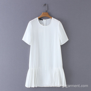 Women Pure White -Neck Lace A-line Dress